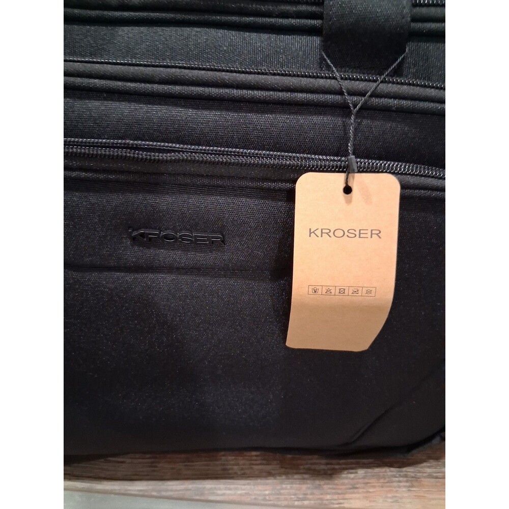 KROSER 18" Laptop Bag Expandable Laptop Briefcase RFID NEW ALL BLACK BAGS BIN - Picture 10 of 12